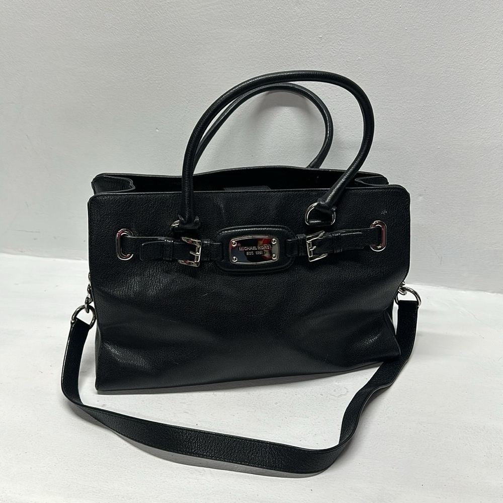 Michael Kors Hamilton East West Handbag Purse Crossbody Bag Leather Black Large